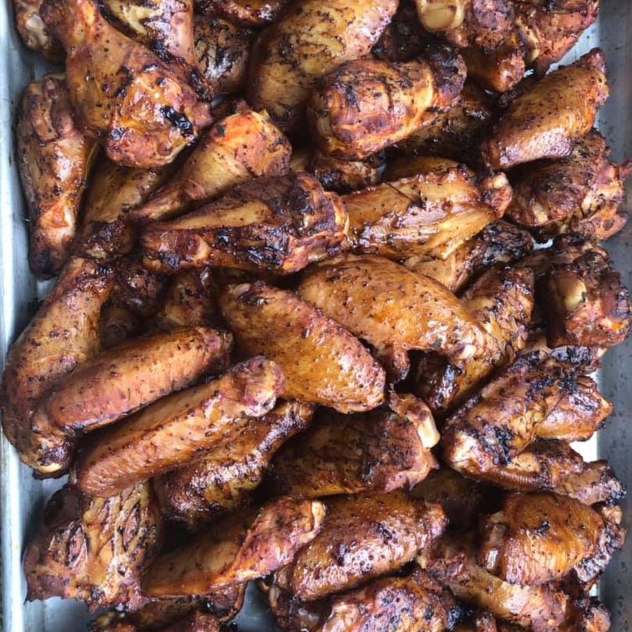 A full tray of smoked wings